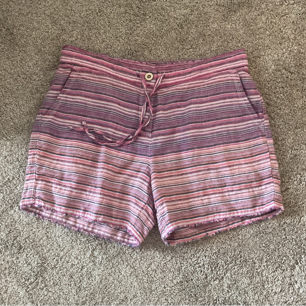Tommy Bahama 100% Linen Shorts Pink Stripes Small